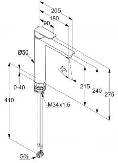 Смеситель для накладной раковины Kludi Pure&Style чёрный матовый 402963975